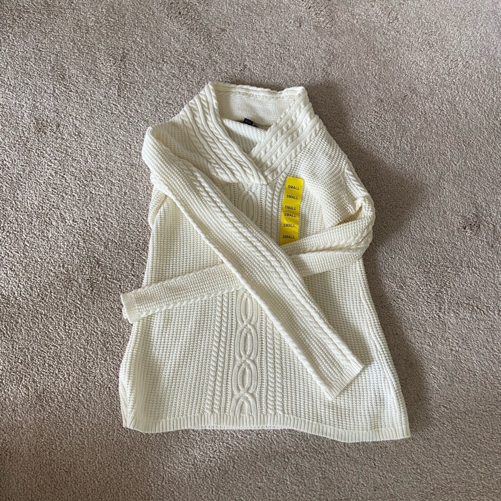 nautica white collar cable knit sweater
